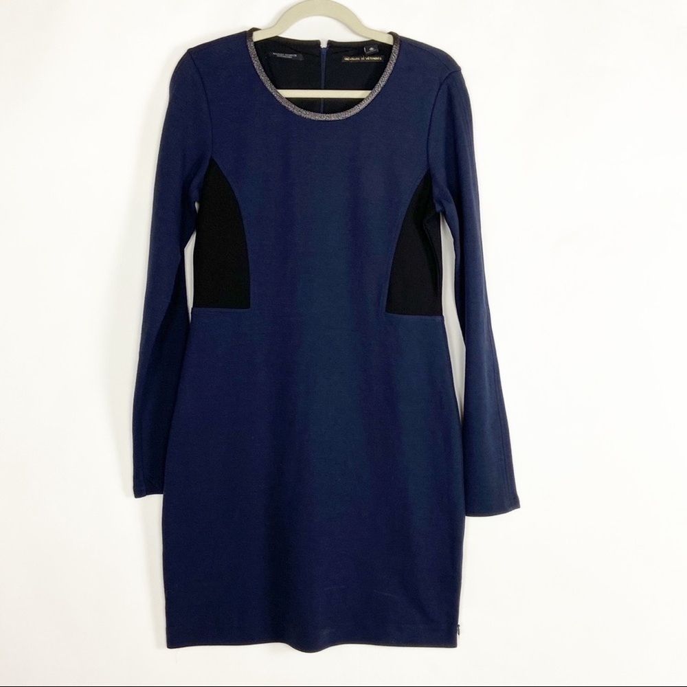 Scotch and Soda Navy Blue Black Stretch Long Sleeve Comfy Bodycon Midi Dress